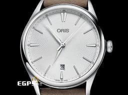 ORIS 豪利時 Artelier Date 藝術家 系列 0173377214051 <font color=#DDDDDD>銀白色扭索紋面盤</font> 大三針 不鏽鋼 <font color=#FF0000>2023年保單</font> 自動上鍊 40mm