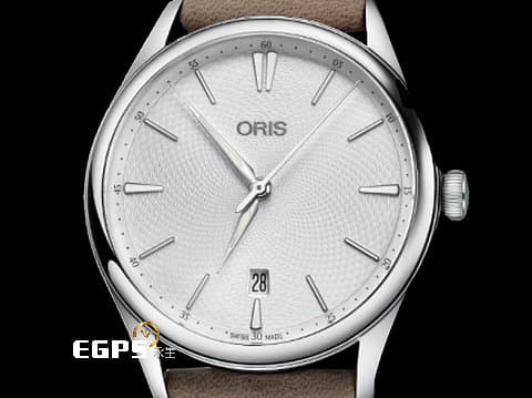 ORIS 豪利時 Artelier Date 藝術家 系列 0173377214051 銀白色扭索紋面盤 大三針 不鏽鋼 2023年保單 自動上鍊 40mm