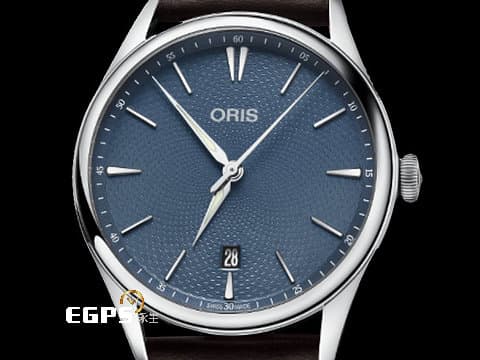 ORIS 豪利時 Artelier Date 藝術家 系列 0173377214055 藍色扭索紋面盤 大三針 不鏽鋼 2023年保單 自動上鍊 40mm