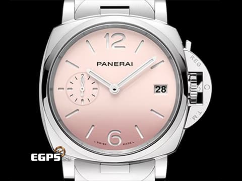 PANERAI 沛納海 Luminor Due Pastello PAM01319 PAM1319 三日鍊 不鏽鋼材質 櫻花粉色漸層面盤 白色指針及時標  2025年保卡 適合女士配戴的38mm錶徑  自動上鍊 38mm