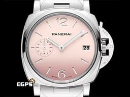 PANERAI 沛納海 Luminor Due Pastello PAM01319 PAM1319 三日鍊 不鏽鋼材質 <font color="#ffaaad">櫻花粉色漸層面盤</font> <font color="#fcfcfc">白色指針及時標</font>  <font color="#FF0000">2025年保卡 適合女士配戴的38mm錶徑 </font> 自動上鍊 38mm