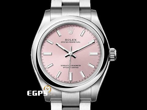 ROLEX 勞力士 Oyster Perpetual 31 經典 蠔式恆動型 277200 粉紅色太陽紋面盤 OP31 不鏽鋼 2024年新式綠卡 自動上鍊 31mm