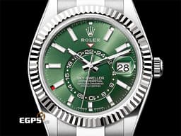 ROLEX 勞力士 Sky-Dweller 336934 天行者 白K金材質外圈 年曆錶 <font color=#FF0000><font color=##00AA55>最新款 橄欖綠色面天行者336934 Cal.9002機芯</font> 蠔式（Oyster）錶帶 2024年單 336934新式保卡 </font> 自動上鍊 <font color=#FFFF33></font> 42mm