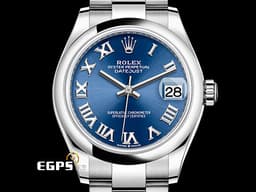 ROLEX 勞力士 Datejust 31 蠔式日誌型 278240 <font color=#4169e1>亮藍色面盤 羅馬數字時標</font> DJ31 不鏽鋼 <font color=#FF0000>2024年保單 蠔式（Oyster）三節錶帶</font> 自動上鍊 31mm