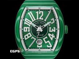 Franck Muller 法蘭穆勒 FM Vanguard Beach 大地綠 玻璃纖維複合物材質 <font color=#29bb1c>鮮綠色面盤搭配波浪紋錶殼 彷彿置身於綠意盎然的沙灘上</font> V41 SC DT 大三針 酒桶型 <font color=#FF0000>亞太區專屬限定 2024年保單</font> 自動上鍊 41mm