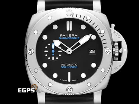 PANERAI 沛納海 Submersible QuarantaQuattro Bianco PAM1229 不鏽鋼材質 PAM01229 黑色面盤 潛水計時外圈 2025年保單 配件齊全 潛水錶 自動上鍊 44mm