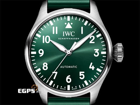 IWC 萬國 Big Pilot`s Spitfire Bronze 大飛行員 噴火戰機 IW329306 不鏽鋼材質 綠色面盤、橡膠錶帶 最新EasX-CHANGE錶帶更換系統 2024年保單 自動上鏈 43mm