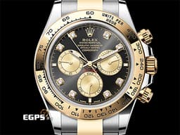 ROLEX 勞力士 Cosmograph Daytona 迪通拿 126503 126503G&nbsp;<font color="#fdfdfd">亮黑色</font>面搭配<font color="#f1e1b5">金色計時盤 鑽石時標</font>&nbsp;計時碼表 18K黃金 半金款 <font color="#FF0000">新款4131機芯 2025年保卡</font>&nbsp;自動上鍊 40mm