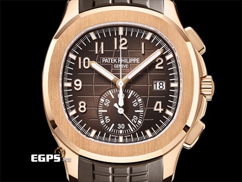 Patek Philippe 百達翡麗 PP錶  Aquanaut  5968R-001 海探 手雷 18K玫瑰金材質 海底探險家飛返計時腕錶&nbsp;漸變效果的棕色日輝紋錶盤&nbsp; 2025年保單 自動上鏈   42.2mm
