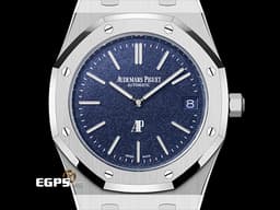 AUDEMARS PIGUET AP錶 愛彼 ROYAL OAK 皇家橡樹系列
「JUMBO」 16202BC.OO.1240BC.02 18K白金材質 <font color="#05f0f0">超薄錶殼款式 藍色粒面裝飾錶面</font> <font color="#ff0000">2026年保卡 已貼膜</font>&nbsp;自動上鍊 39mm



