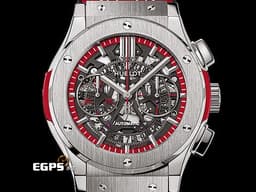 HUBLOT 宇舶 Classic Fusion 經典融合 525.NX.0139.VRWC 鈦金屬材質 鏤空面盤 計時碼錶 <font color="#FF0000">板球世界盃標誌透明錶背</font> 自動上鍊 45mm