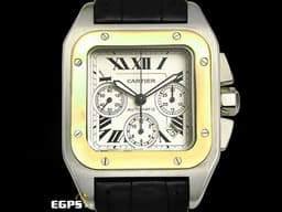 CARTIER 卡地亞 SANTOS 100 XL 大型款 W20091X7  山度士 計時碼錶 18K玫瑰金及不鏽鋼材質 半金款&nbsp;自動上鍊 41x55mm