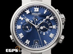 BREGUET 寶璣 Marine Alarme Musicale 航海系列 航海家 5547 TI 鬧鈴 兩地時間 日期顯示 <font color=#4169e1>藍色太陽紋面盤</font> 5547TI 鈦金屬 <font color=#FF0000>2022年台灣公司貨</font> 自動上鍊 40mm