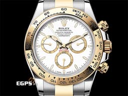 ROLEX 勞力士 Cosmograph Daytona 宇宙計時行 迪通拿 126503 計時碼表 <font color=#F0F0F0>白色面盤</font>搭配<font color=#f1e1b5>金色計時圈</font> 半金款 18K黃金 <font color=#FF0000>新款4131機芯 2024年保卡</font> 賽車錶 自動上鍊 40mm