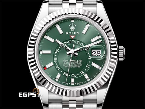 ROLEX 勞力士 Sky-Dweller 蠔式 天行者 336934 最新9002機芯 薄荷綠色面盤 沙羅系統 年曆錶 兩地時區 經典三角坑紋錶圈 2024年保單 紀念型（Jubilee）五銖錶帶 自動上鍊 42mm