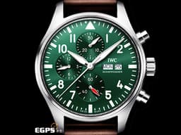 IWC 萬國 Pilot`s IW378005 飛行員 計時碼錶 <font color=#008000> 綠色面盤 </font> <font color=#FF0000><font color=#FFFF33>2024年保單</font> 全新飛行員計時腕錶，新式錶帶簡易替換系統 </font> 飛行錶 自動上鏈 43mm