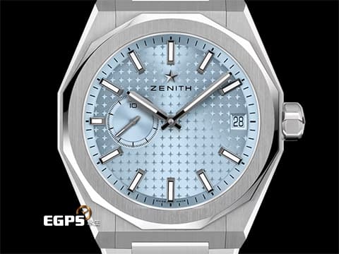 ZENITH 真力時 DEFY Skyline Ice Blue 碟飛系列 天際線 03.9300.3620 高振頻 冰藍色四芒星飾太陽紋面盤 專賣店限定款 1/10小秒針 不鏽鋼材質&nbsp;2026年保卡 新式錶帶快拆設計 附原廠冰藍色橡膠錶帶 自動上鍊 41mm