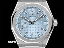 ZENITH 真力時 DEFY Skyline Ice Blue 碟飛系列 天際線 03.9300.3620 高振頻 <font color="#9ccee6">冰藍色四芒星飾太陽紋面盤 專賣店限定款</font> 1/10小秒針 不鏽鋼材質&nbsp;<font color="#FF0000">2026年保卡 新式錶帶快拆設計 附原廠冰藍色橡膠錶帶</font> 自動上鍊 41mm