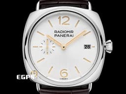 PANERAI 沛納海 Radiomir Quaranta PAM1292 PAM01292 不鏽鋼材質&nbsp;<font color="#0582f5">白色放射紋三明治夜光時標面盤</font>&nbsp;<font color="#fbb53c">金質指針、小秒針</font> 三日鍊&nbsp; 2026年保卡&nbsp;自動上鍊 40mm