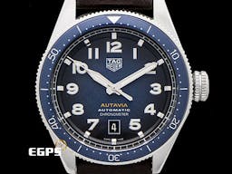 TAG HEUER 泰格 豪雅 Autavia Calibre 5 系列 WBE5116.FC8266 <font color=#4169e1>漸變煙燻藍色面盤</font> 不鏽鋼材質 雙向旋轉陶瓷錶圈 <font color=#FF0000>2024年保單</font> 飛行錶 自動上鍊 42mm