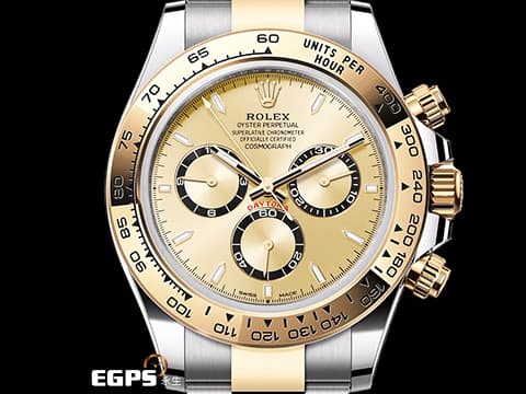 ROLEX 勞力士 Cosmograph Daytona 迪通拿 126503 不鏽鋼及18K黃金半金款 計時碼表 2024保卡 金色面盤搭配黑圈色計時盤 自動上鍊 40mm