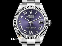 ROLEX 勞力士 Datejust 31 蠔式日誌型 278274 不鏽鋼材質&nbsp;<font color="#B15BFF">茄紫色面盤 原廠VI鑲鑽時標&nbsp;</font>DJ31 經典三角坑紋錶圈 <font color="#FF0000">2025年新式保卡</font> 自動上鍊 31mm