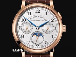 A.LANGE &amp; SOHNE 朗格 1815 Annual Calendar 年曆腕錶 238.032 18K玫瑰金材質 <font color="#0582f5">銀白色面盤 藍鋼指針</font>&nbsp;<font color="#0582f5">星空般閃爍的月相顯示</font>&nbsp;<font color="#ff0000">2019年保單</font> 手上鍊  40mm