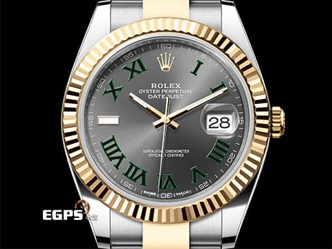 ROLEX 勞力士 DATEJUST 126333 蠔式日誌型 半金款 綠色羅馬數字時標 「網球之神」費德勒，溫布頓配戴款 2018年保卡&nbsp;自動上鍊 41mm