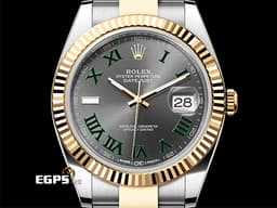 ROLEX 勞力士 DATEJUST 126333 蠔式日誌型 半金款 <font color="#83ee81">綠色羅馬數字時標 「網球之神」費德勒，溫布頓配戴款</font><font color="#FF0000"> 2018年保卡&nbsp;</font>自動上鍊 41mm