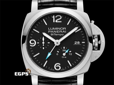 PANERAI 沛納海 LUMINOR 系列 BiTempo PAM1360 GMT PAM01360 藍色GMT、動力顯示指針箭頭 2024年保單  自動上鍊 44mm