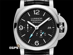 PANERAI 沛納海 LUMINOR 系列 BiTempo PAM1360 GMT PAM01360 <font color=#6ca6d5>藍色GMT、動力顯示指針箭頭</font> <font color=#FF0000>2024年保單 </font> 自動上鍊 44mm