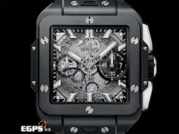 HUBLOT 宇舶 SQUARE BANG UNICO 黑色魔力 821.CI.0170.RX 黑色陶瓷 飛返 計時碼表 鏤空面盤 <font color=#40e0d0> 噴砂及拋光黑色陶瓷 超夯、超熱門錶款!!【暗黑騎士】!!</font><font color=#FF0000>2024年保單</font> 自動上鍊 42mm