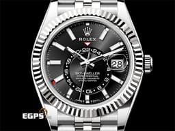 ROLEX 勞力士 Sky-Dweller 蠔式 天行者 336934 <font color=#4F4F4F>最新9002機芯 亮黑色面盤</font> 沙羅系統 年曆錶 兩地時區 經典三角坑紋錶圈 <font color=#FF0000>2024年保單 紀念型（Jubilee）五銖錶帶 </font> 自動上鍊 42mm