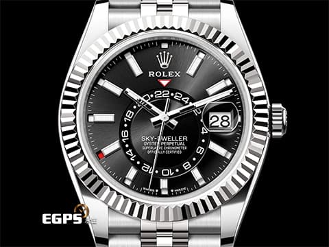 ROLEX 勞力士 Sky-Dweller 336934 天行者 白K金材質外圈 年曆錶 最新款黑面天行者336934 Cal.9002機芯 紀念型五珠（Jubilee） 2024年新式保卡 自動上鍊  42mm