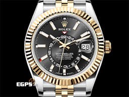 ROLEX 勞力士 Sky-Dweller 336933 蠔式 天行者 <font color=#f5dea8>18K黃金 半金款 最新9002機芯</font> 兩地時間 年曆錶 沙羅系統 經典三角坑紋錶圈 <font color=#FF0000>2024年保卡 紀念型（Jubilee）五銖錶帶</font> 自動上鍊 42mm