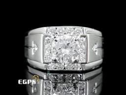 天然真鑽 鑽石戒指 鑽戒 白K金 主石重 1.05CT 男戒 豪華配鑽 天然鑽石 K金鑽戒 男戒 K金鑽戒