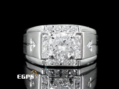 天然真鑽 鑽石戒指 鑽戒 白K金 主石重 1.05CT 男戒 豪華配鑽 天然鑽石 K金鑽戒 男戒 K金鑽戒