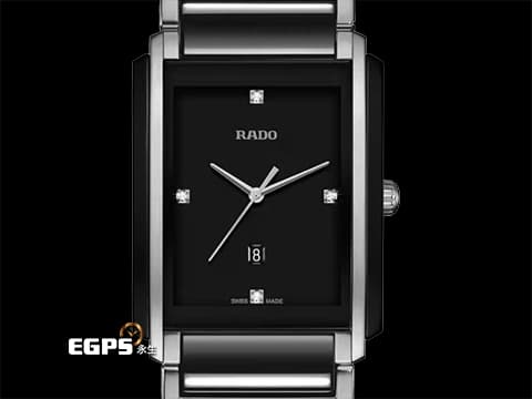 RADO 雷達 Integral 精密陶瓷系列 R20206712 精密陶瓷+不鏽鋼材質 鑲嵌4顆鑽石時標（0.026克拉） 2024年保單 新錶參考訂價：77,300元  石英機芯 31mm