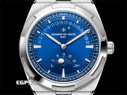 Vacheron Constantin VC 江詩丹頓 Patrimony 傳承系列 4000V/210A-B911 不鏽鋼材質&nbsp;<font color="#05f0f0">日內瓦印記 藍色面盤 月相和逆跳日曆</font> <font color="#ff0000">2024年保單 配件齊全 官方訂價：$1,520,000元</font> 自動上鍊 42.5mm