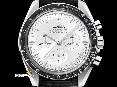 OMEGA 歐米茄 Speedmaster Moonwatch Professional 超霸 專業 登月錶 310.63.42.50.02.001
 計時碼表 18K白金材質 太陽線紋磨砂銀色錶盤 鋁錶圈 3861機芯 市場稀少白K金超霸 2021年台灣公司貨 新錶參考訂價：1,229,000元  同軸擒縱 手上鍊 42 mm