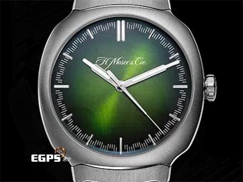 H.MOSER &amp; CIE 亨利慕時 STREAMLINER 疾速者系列 6200-1200 不鏽鋼鍊帶款&nbsp;Matrix Green 極光綠煙燻面盤&nbsp;2021年保單 台灣公司貨 自動上鍊 40mm