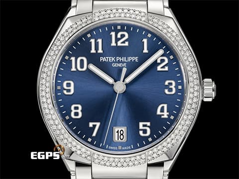 PATEK PHILIPPE 百達翡麗 PP錶 Twenty~4 7300/1200A-010  藍色日輝紋面盤 不鏽鋼 新式摺疊帶扣 2022年保單 原鑲鑽錶 自動上鍊 36mm