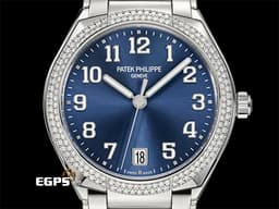 PATEK PHILIPPE 百達翡麗 PP錶 Twenty~4 7300/1200A-010  <font color=#4169e1>藍色日輝紋面盤</font> 不鏽鋼 <font color=#FF0000>新式摺疊帶扣 2022年保單 原鑲鑽錶</font> 自動上鍊 36mm