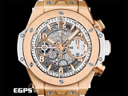 Hublot 宇舶 BIG BANG系列 UNICO 王金白色 441.OE.2011.RW 18K王金材質 <font color="#ff0000">2024年保單</font> <font color="#ffff00"> 白陶瓷 消光白色鏤空面盤 飛返計時碼錶</font> 自動上鍊 42mm
