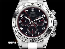 ROLEX 勞力士 Daytona 迪通拿 116509 18K白金材質 鍊帶款<font color=#FFFF33>
重溫賽車夢~ 熱血再起~ 傳奇經典的絕版賽車面~ 男人的浪漫情懷~ </font> <font color=#FF0000> 經典黑色賽車面盤 視距儀刻度錶圈 防偽內圈 </font> 自動上鍊 40mm