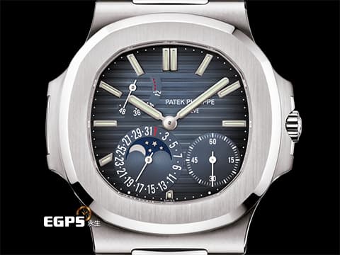 Patek Philippe 百達翡麗 PP錶 Nautilus 鸚鵡螺 5712/1A 金鷹 漸層藍色面盤 5712 不鏽鋼材質 鍊帶款  PP印記 動能顯示 月相盈虧 此錶歡迎各路錶友以 PP、AP、勞力士 來店交換，本店將以最高價評估～ 自動上鏈 40mm