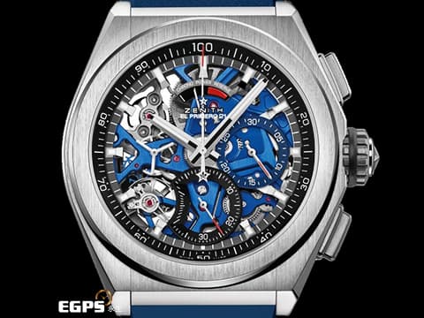 ZENITH 真力時 Defy El Primero 21 高振頻 1/100秒 計時碼錶 95.9002.9004/78.R582 藍色鏤空面盤 鈦金屬材質&nbsp;2025年保卡 台灣公司貨&nbsp;自動上鍊 44mm