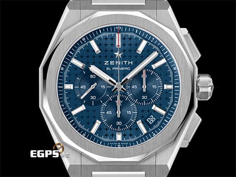 ZENITH 真力時 DEFY Skyline 碟飛 天際線 03.9500.3600/51.I001&nbsp;藍色四芒星飾太陽紋面盤&nbsp;高振頻 1/10秒 計時碼表 不鏽鋼材質&nbsp;2024年台灣公司貨 新式錶帶快拆設計 附原廠藍色橡膠錶帶  自動上鍊 42mm