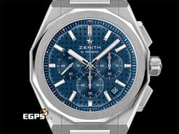 ZENITH 真力時 DEFY Skyline 碟飛 03.9500.3600/51.I001 不鏽鋼材質 <font color=#468bcc>藍色旭日紋圖案面盤</font> <font color=#FF0000> 2024年保單 附原廠藍色橡膠錶帶 </font> 自動上鍊 41mm