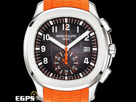 Patek Philippe 百達翡麗 PP錶  Aquanaut  5968 A 海底探險家 5968A-001 不銹鋼材質 飛返計時 計時碼表&nbsp;不鏽鋼身價之王 海底探險家首款計時腕錶，黑色、橘色雙色原廠橡膠錶帶 2020年保單 自動上鏈&nbsp;42mm